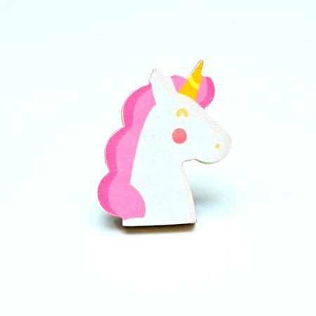 Handmade Pine Wood Pink Unicorn Knob for Kids Furniture